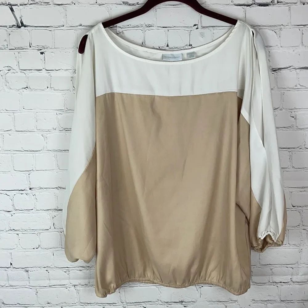 New York & Company Color Block Blouse Size Large